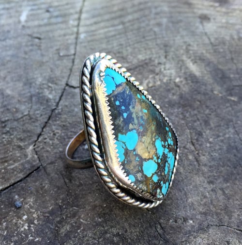 Image of TURQUOISE STERLING & TWISTED WIRE RING