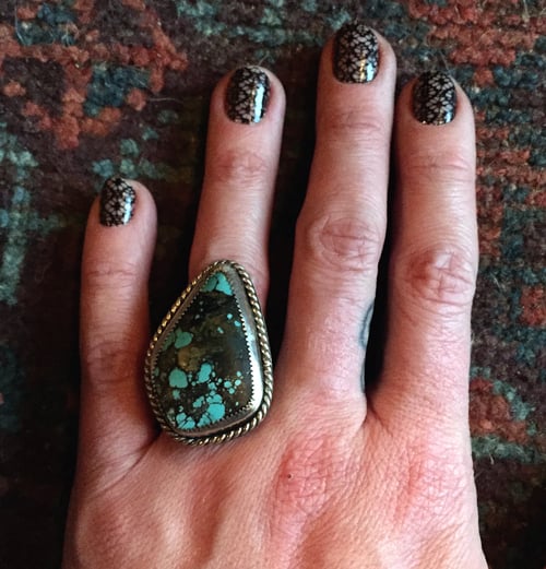Image of TURQUOISE STERLING & TWISTED WIRE RING