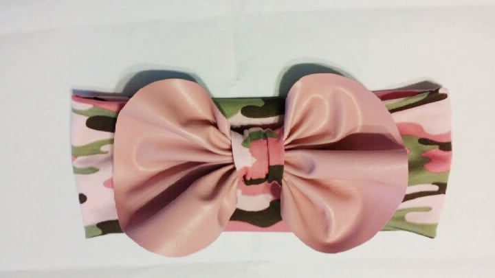 Image of Pink leather camo bowu
