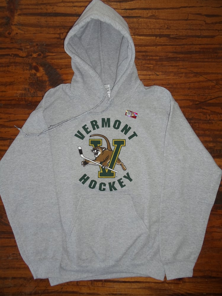 Image of Univeristy of Vermont (UVM) Hockey VCAT Hooded Sweatshirt - Ash Grey