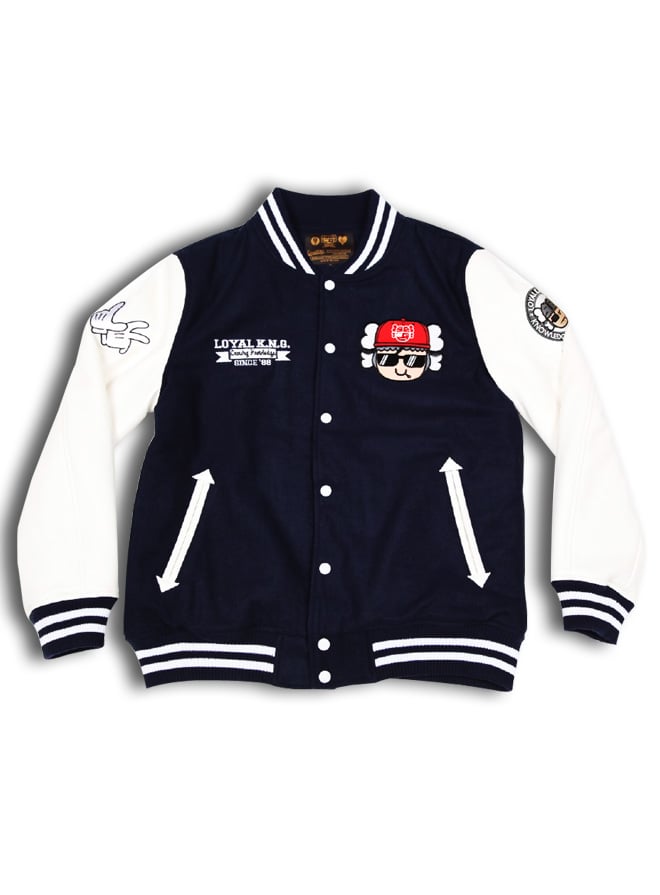 Image of 'Stay Cool Atama' Logo Navy/White Letterman Jacket