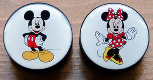 Image of Mickey Mouse & Minnie Mouse Disney Flesh Plugs - Pair