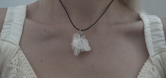 Image of Clear quartz druze necklace 