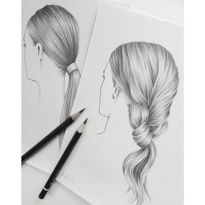 Image of Hair Illustration no.1 Original A5