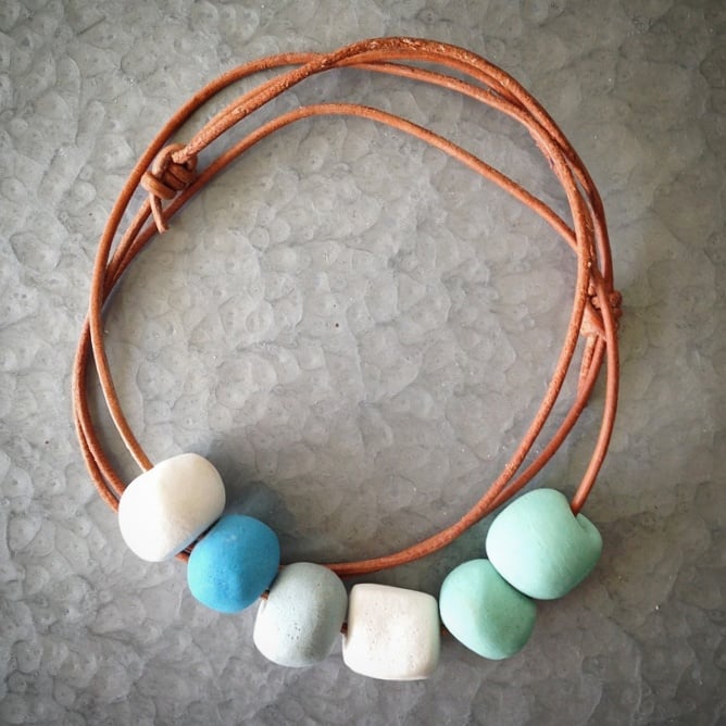 Image of Porcelain Bead & Leather Necklace
