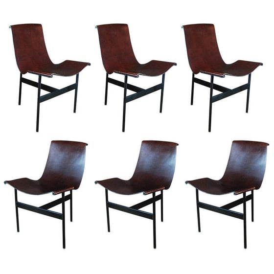 Image of Set of six leather Katavalos T-chairs for Laverne, Inc.