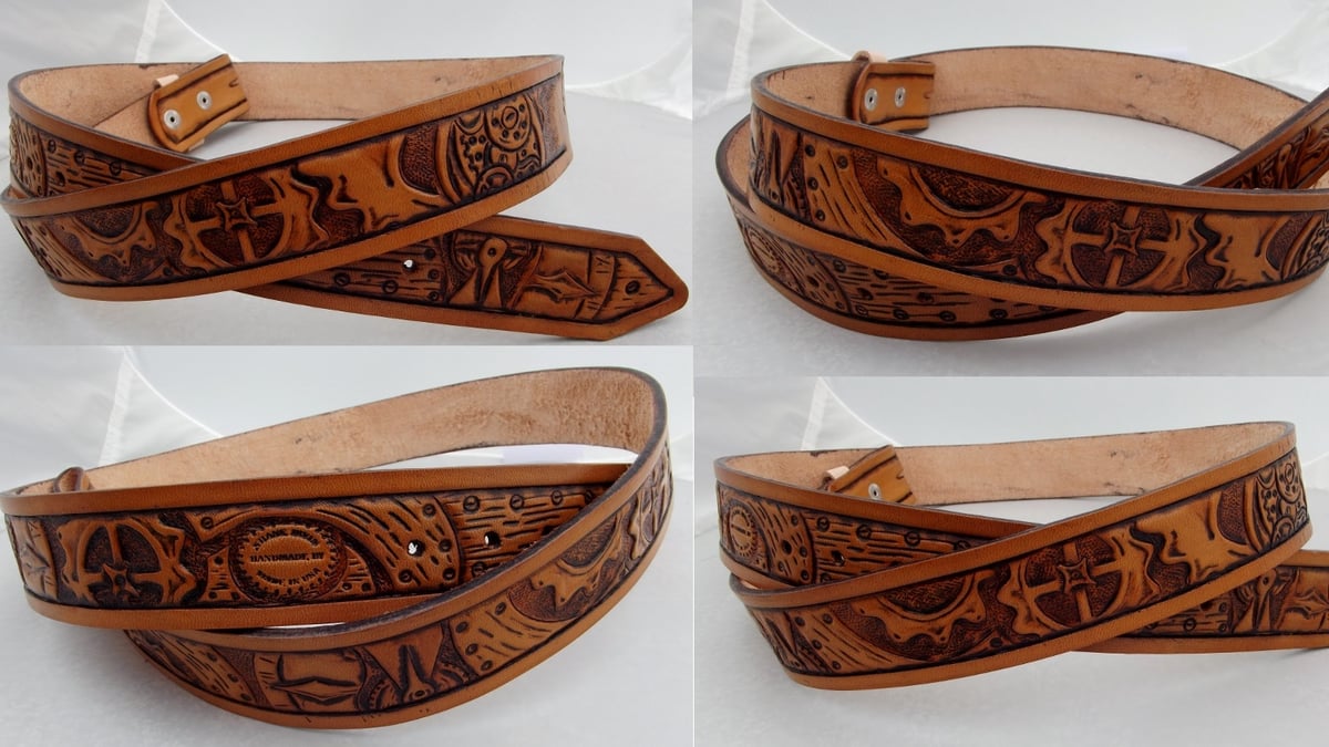 Made To Order Custom Hand Carved Hand Tooled Leather Belt