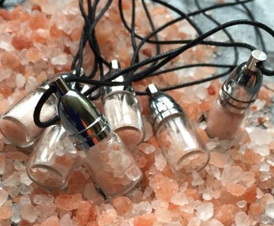 Image of  Himalayan salt - carrier & necklace (screw top glass bottle)