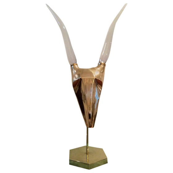 Image of mounted glass and brass Antelope head,manner of Springer