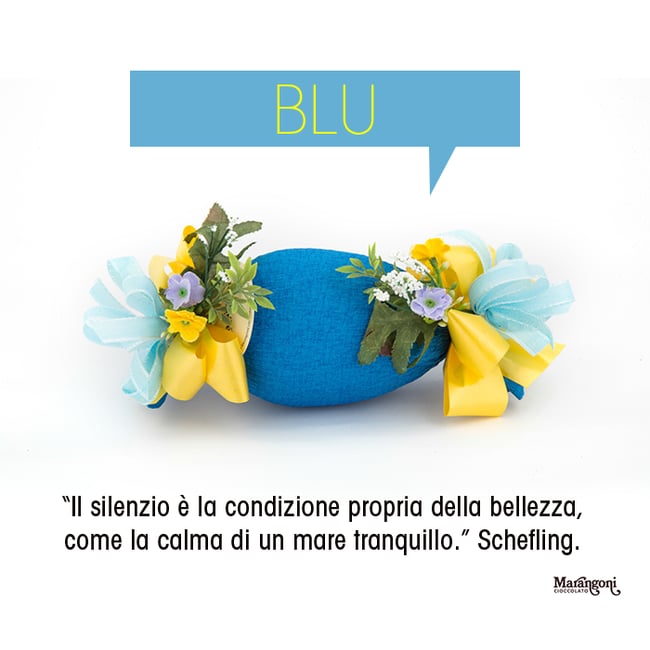 Uovo di Pasqua Artigianale di Cioccolato Fondente o al Latte - a caramella - blu