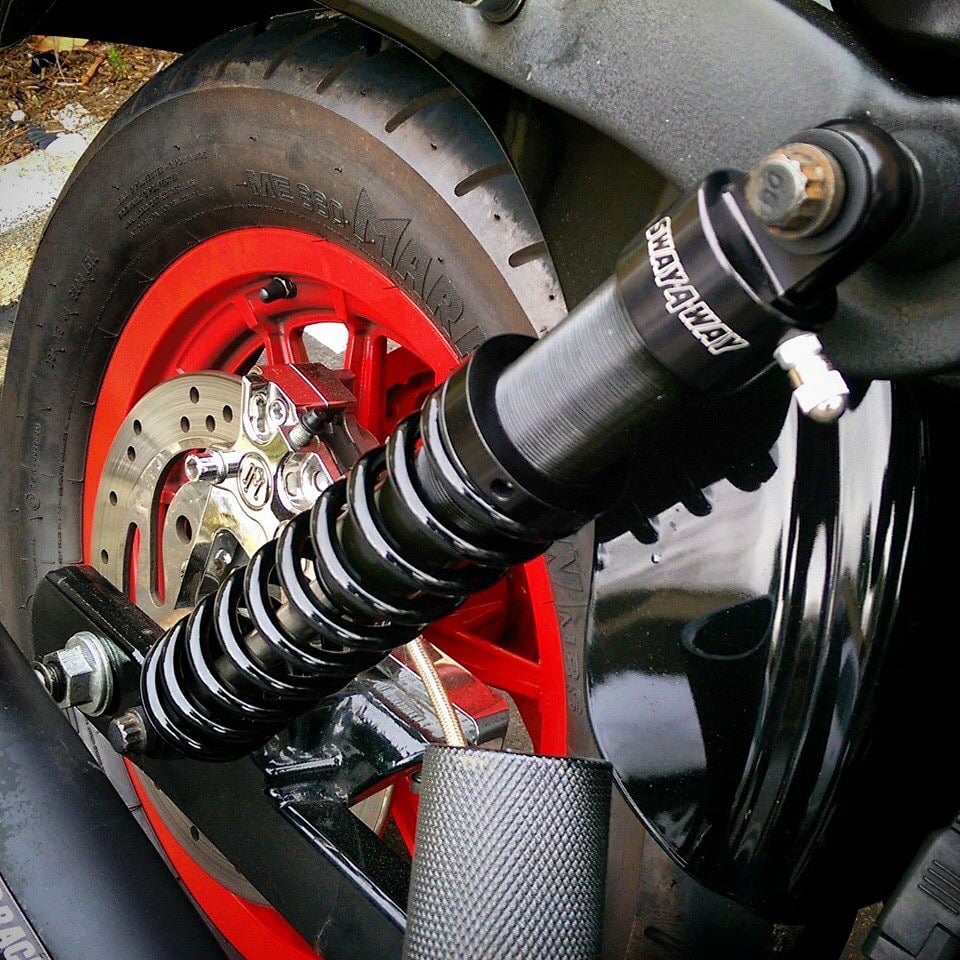 Image of Sway-A-Way 1.5 Series black coil over  shocks for all Harley Dyna/FXR