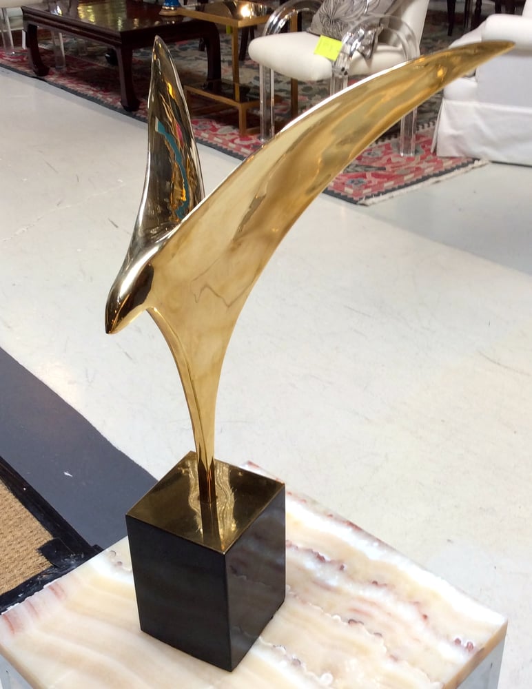 Image of Mid-Century Modern Brass Sculpture --Bird in Flight