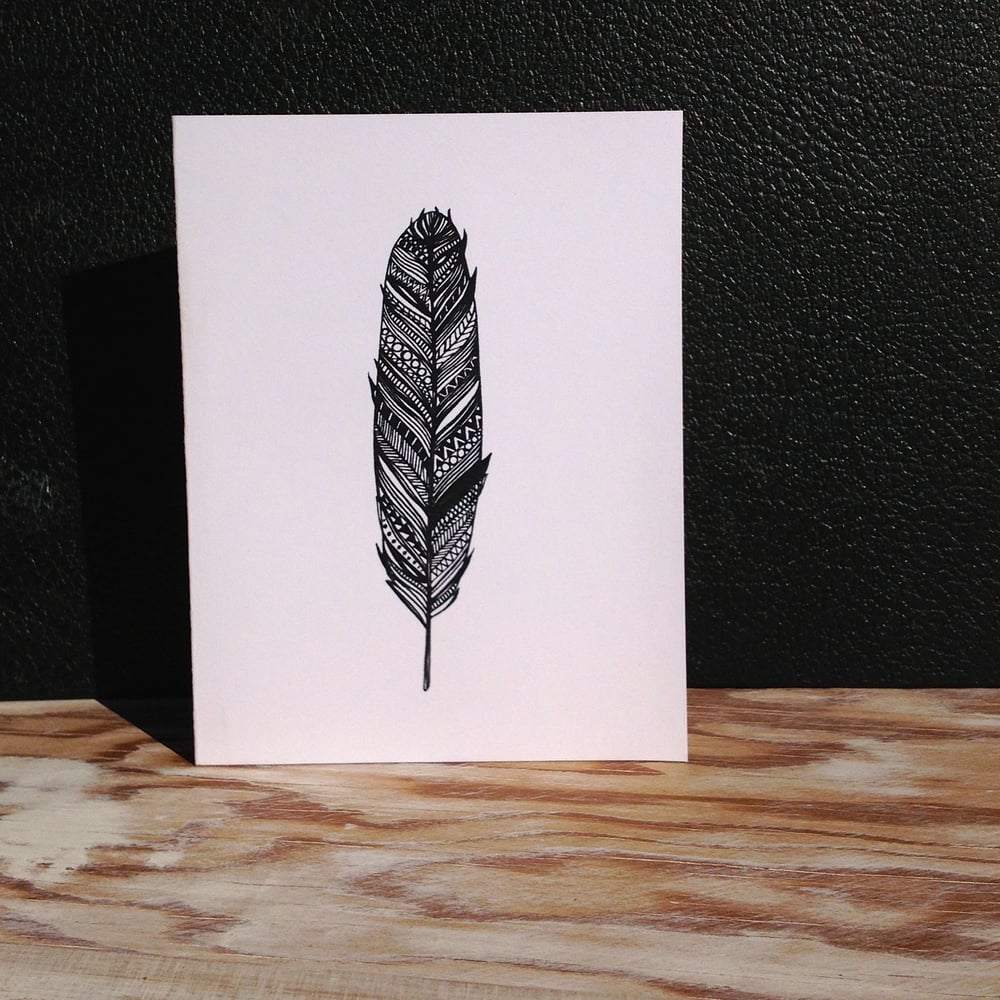 Love Notes Greeting Cards & Art — B&W Zentangle Feather