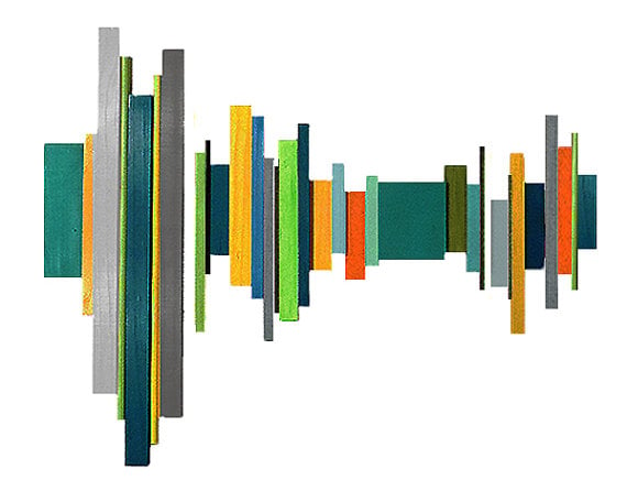 Image of 'SOUNDWAVE NO14' | modern geometric abstract painted wood wall sculpture | by Rosemary Pierce