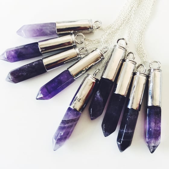 Image of Amethyst Crystal Bullet Pendant 