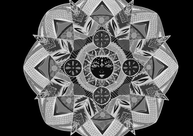 Image of A3 Sunshine Mandala print - B&W 3