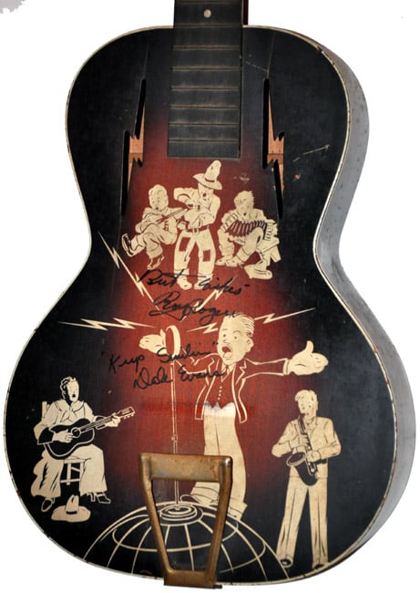 Image of Autographed Roy Rogers Dale Evans 50s Vintage Guitar