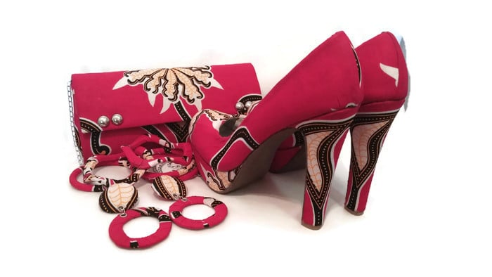 Image of Spikes Ankara bag,shoe&accessories Set