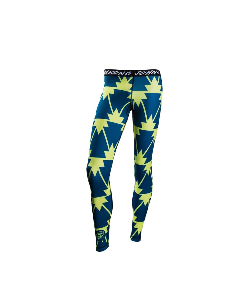 Image of Womens Blue/Neon Trees Thermal Bottoms