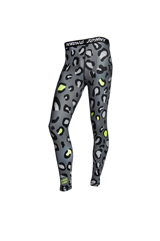 Image of Mens Grey Leopard Print Thermal Bottoms