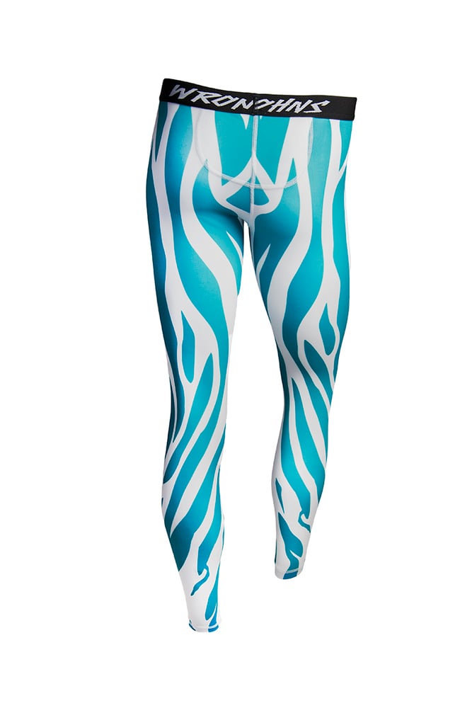 Image of Womens Turquoise Tiger Print Thermal Bottoms