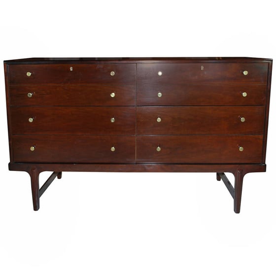 Image of walnut Mid Century chest of Drawers