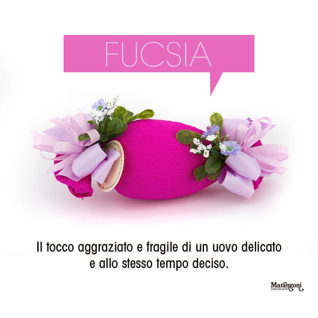 Uovo di Pasqua Artigianale di Cioccolato Fondente o al Latte - a caramella - fucsia