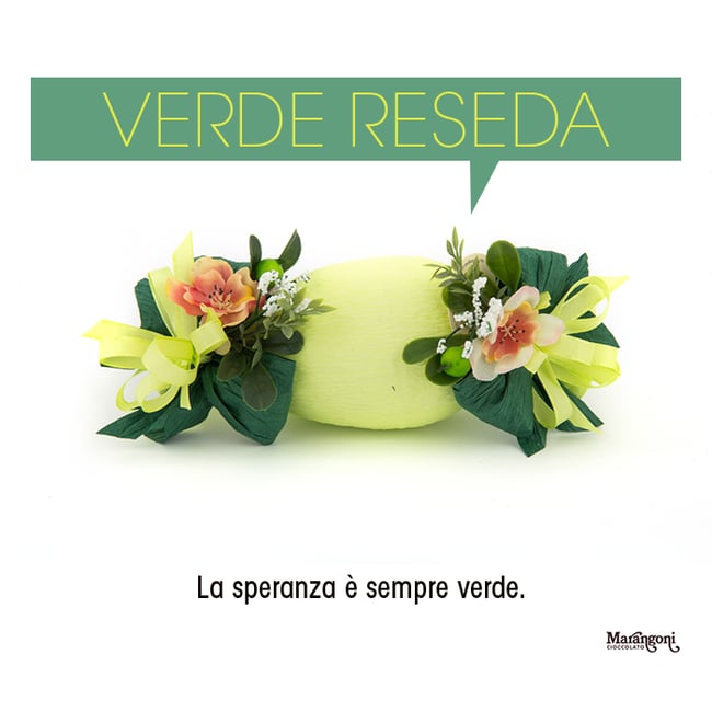 Uovo di Pasqua Artigianale di Cioccolato Fondente o al Latte - a caramella - verde reseda