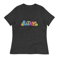 Image 6 of Women's Relaxed T-Shirt, Love, Peace and Flowers Hippie Flower Power Tee