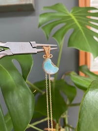 Image 4 of Gold Dainty Larimar Moon Crystal Necklace