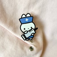 Image 1 of Blue Nurse Bunny Badge Reel