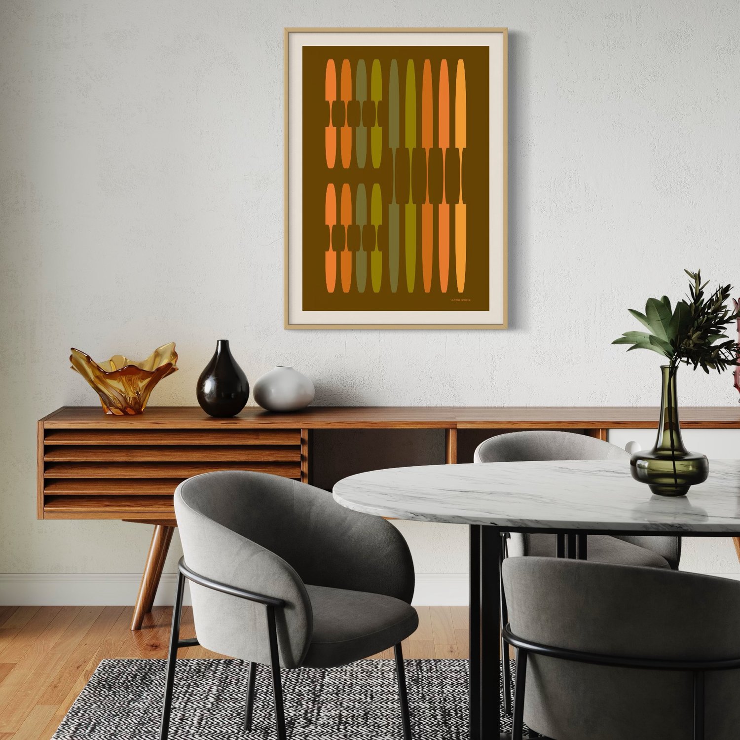 Image of 'Partition' in Green & Orange 250gsm Matt Art Print