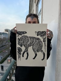 Image 1 of LOBO-GUARÁ • linocut print 