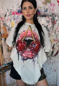 Image 2 of “CHERRY PIE” HAND PAINTED T-SHIRT 2XL