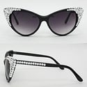 Crystal Studded Corner Cat Eye Sunglasses 