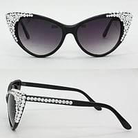 Image 3 of Crystal Studded Corner Cat Eye Sunglasses 