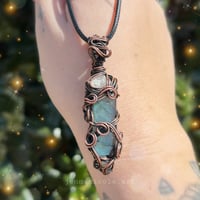 Image 2 of Labradorite X Geode Quartz Pendant 