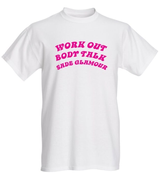 Image of Women's white/pink Work Out Body Talk T-Shirt
