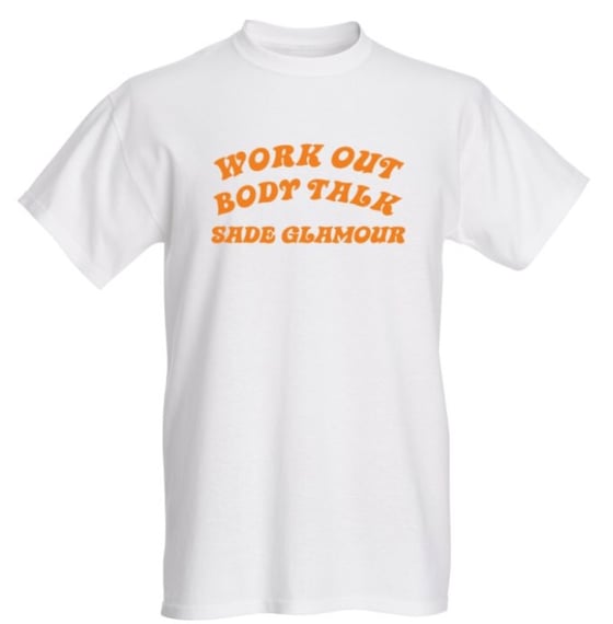 Image of Unisex White/Orange work out Body Talk T-Shirt