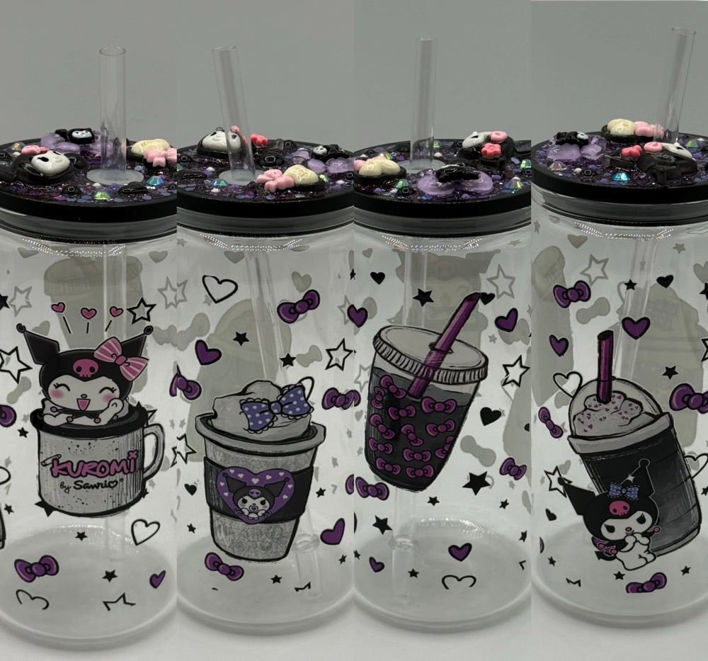 Image of 16oz Kuromi glass tumbler