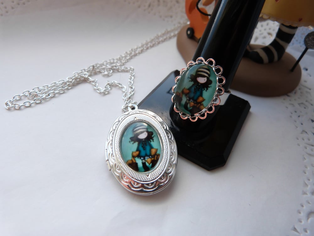 Image of Sweet Gorjuss The Foxes Locket and Ring Set