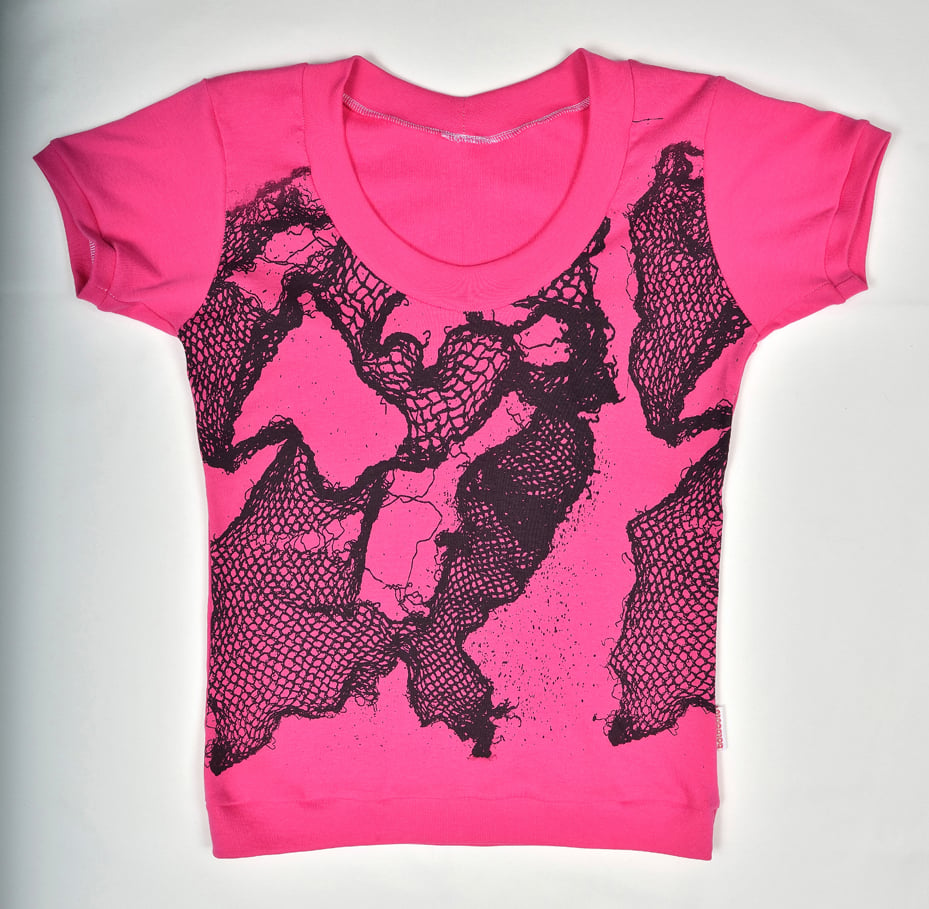 Image of T-Shirt rose ségrigraphié à la main