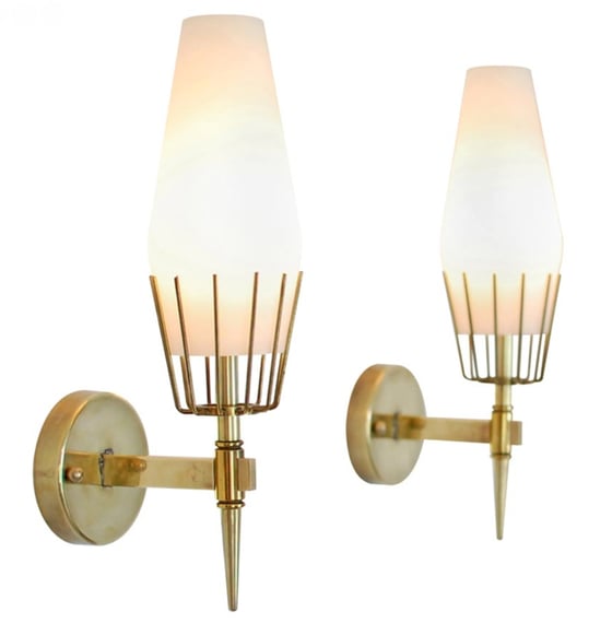 Image of Pair Arredoluce Sconces, Attr to Angelo Lelli