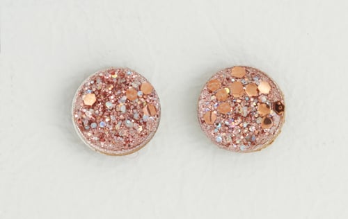 Image of HAND-PAINTED CIRCLE LEATHER stud earrings: metallic edition