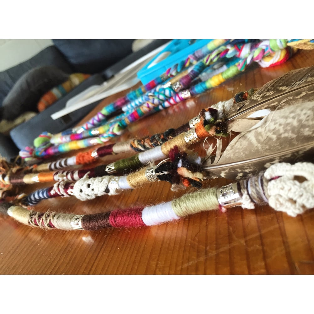 Image of 3 Hair Wrap Pack with Charms & Feathers