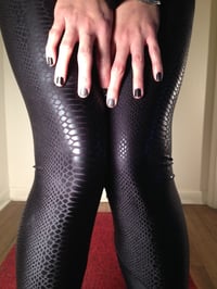 Image 1 of Black snake skin pattern leggings 