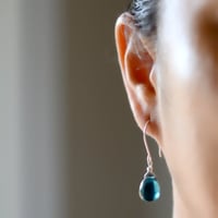 Image 2 of Dark blue glass drop earrings