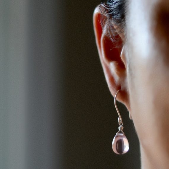 Image of Pink glass drop earrings v2