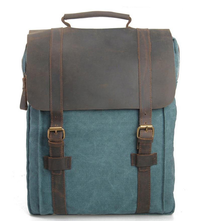 Retro Blue Canvas Men Or Women Backpack Travel Bag School Bag IPAD ...