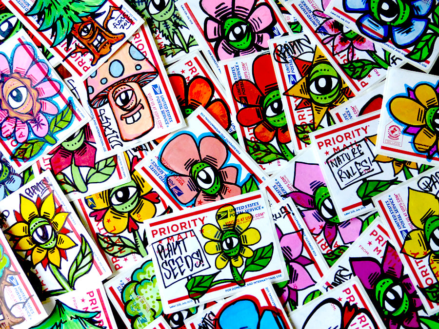 Image of Plants! A character series on the 228 Postal stickers. 